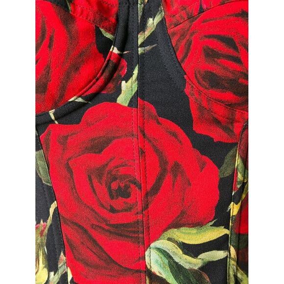 NWT Dolce & Gabbana Rose floral-print bodysuit Top Red Black IT 36 US XS - Picture 5 of 10